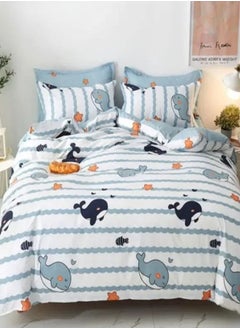 Buy Single size 4 pcs duvet cover set. Reversible style bedding set without filler. in UAE