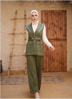 Buy **Olive Winter Suit Set with Pants, Padded Vest, and Belt (3XL 100-115 k) - by Stilo in Egypt