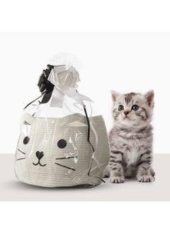 اشتري Gift Basket For Baby Shower Large Cat Face Woven Rope Cotton Storage Basket Gift Set For Baby Shower (20"X12"X12") Large Cat Basket With Basket Bag And Black And White Pull Bow في الامارات