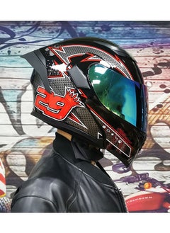 اشتري New Double Mirror Helmet Semi Full Cover Four Seasons Motorcycle Helmet في السعودية