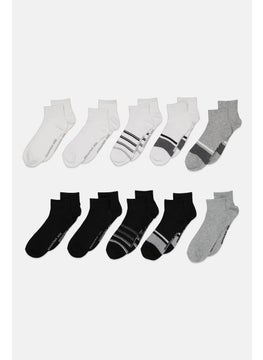 اشتري Men 10 Pair Solid Socks, White/Black/Grey في الامارات