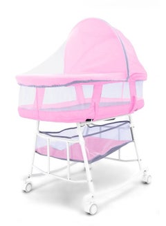 Buy Baby Bassinet Portable 2-in-1 Baby Sleeper Rocking Cradle Bed Baby Sleeper Crib with Storage Basket Easy Moving Bassinet with Breathable Net Mattress in UAE