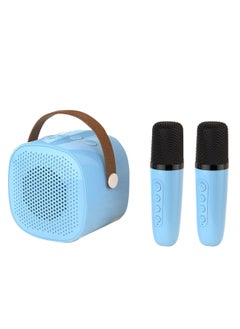 Buy Mini Karaoke Machine Wireless Karaoke Microphone Portable Micro Bluetooth Speaker With Duo Microphone Blue in Saudi Arabia