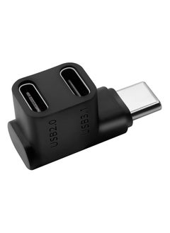 Buy USB Type C to 2 USB 3.1 USB C Adapter PD100W Charging Connector 90 Degree Male to USB C Female Dual Way for Smartphone Laptop Tablet Vapor Deck, Black in Saudi Arabia