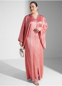 اشتري Bell Sleeved Abaya With Shimmer Detail & Sheila في السعودية