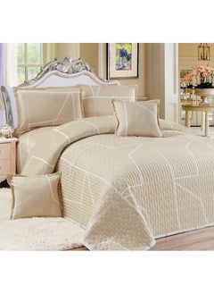 اشتري Sleep night Compressed 4 Pieces Comforter Set Single Size 160 X 210Cm Reversible Bedding Set for All Seasons Double Side Quilt Stitching Beige في السعودية