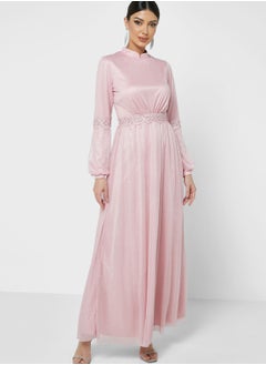 Buy Puff Sleeve Shimmer Dress in Saudi Arabia