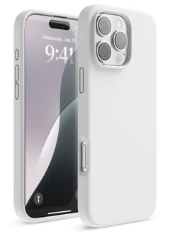 Buy Liquid Silicone for iPhone 16 Pro MAX Case Cover Full Body Protection, Shockproof, Slim, Anti-Scratch Soft Microfiber Lining - White in Saudi Arabia