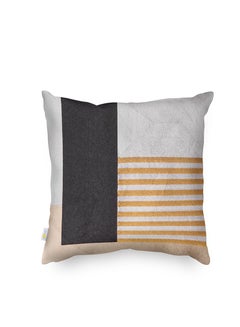 Buy Decorative Embroidered Cushion Cover Black/Grey/Orange 45x45 Cm (Without Filler) in Saudi Arabia