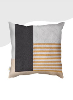 Buy Decorative Embroidered Cushion Cover Black/Grey/Orange 45x45 Cm (Without Filler) in Saudi Arabia