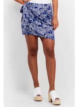 اشتري Women Paisley Print Mini Skirt, Blue في الامارات