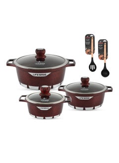 اشتري Cookware Set 8 pieces - Pots set Oven Safe, Granite Non Stick Coating 100% PFOA FREE, Die Cast aluminum Cooking Set include Casseroles And Silicone Utensils|20/24/28CM| في الامارات