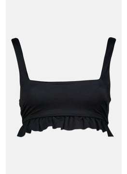 اشتري Women Plain Frill Bikini Top, Black في الامارات