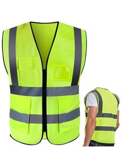 Buy Reflective Safety Vest-High Visibility Breathable Day Night Warning Safety Jacket, Traffic Construction Safety Clothing with Zip Closer and 4 Pockets Work Vest in UAE