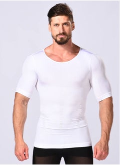 اشتري Men Corset Short Sleeves Tank Abdomen Vest Muscles Body Shaper في الامارات