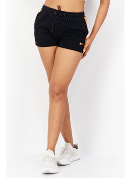 اشتري Women Embroidered Logo Drawstring Basic Short, Black في الامارات