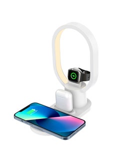 Buy Bedside Table Lamp,Touch Lamp with Wireless Charging Wake-up Light, LED Desk Lamp 3-Grade Dimmable Nightstand Reading Lamp for Bedroom, Living Room, Office in UAE