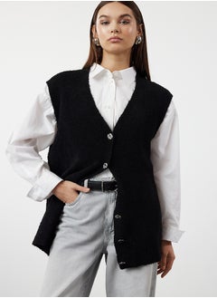 اشتري Black Boucle Yarn Soft Knitwear Sweater Vest TCTAW25UV00006 في مصر