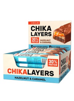 Buy Layers Chocolate Protein Bar With Hazelnut And Caramel No Sugar Added 12x60g in UAE