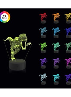 Buy 3D Night Light Dinosaur LED, Optical Illusion Dinosaur Night Lamp 16 Colours Change with Remote Control, LED Visual Night Light for Boys Children Birthday Gifts in Egypt