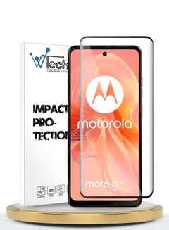 Buy Premium E2E Full Glue Full Cover Tempered Glass Screen Protector For Motorola Moto G04 / G04s / G24 / G24 Power 4G 2024 Clear/Black in UAE