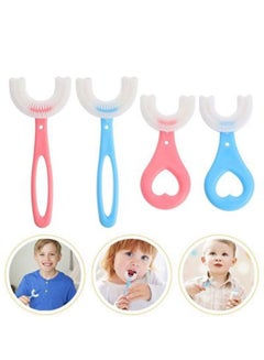 Buy 4 Packs Kids U Shaped Toothbrush Children's Toothbrush Toddler Toothbrush with Soft Silicone Brush in Saudi Arabia