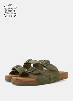 Buy Double Buckle Strap Louis Suede Sandal in Saudi Arabia