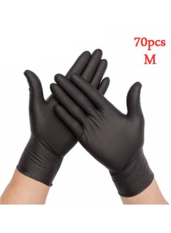 Buy Black Disposable Vinyl Powder Free Gloves For Multi Purpose Uses Medium Size 70 Pcs in Saudi Arabia