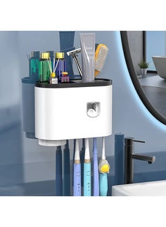 Buy Wall-Mounted Toothbrush Holder for Bathrooms, Toothpaste Dispenser Squeezer Kit for Kids & Family Space Saving in Saudi Arabia