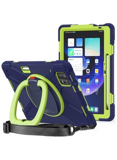 اشتري Case for Xiaomi Pad 6 / Xiaomi Pad 6 Pro 11.0 Inch 2023 Release Tablet, Heavy Duty Full Body Protection Shockproof Silicone Cover with 360 Rotating Grip Stand/Shoulder Strap - NavyBlue+Lime في السعودية