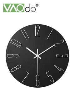 اشتري Wall Clock 12inch Silent Non-Ticking Modern Style Wooden Wall Clocks Decorative for Office Home Bedroom School Black في الامارات