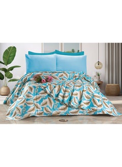 اشتري 4Pieces Bed Sheet Sets 240*220 cm Light Blue Feather في مصر