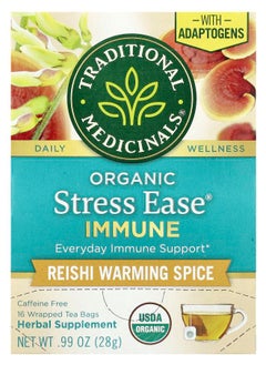 Buy Organic Stress Ease Immune Reishi Warming Spice Caffeine Free 16 Wrapped Tea Bags 0.99 oz (28 g) in UAE