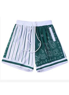 اشتري Foreign trade new American retro mesh basketball shorts mens knee-length sports fitness graffiti loose casualGreen Green في السعودية