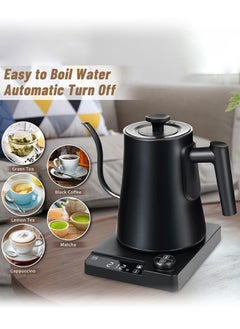 Buy Gooseneck Kettle V60 Coffee Kettle 1000ML 1200W Power Knob Temperature Adjustment with Digital Display Temperature Automatic Insulation Stainless Steel Material Suitable for Home and Office in Saudi Arabia