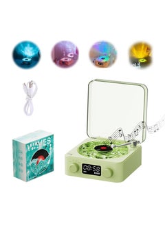 Buy Wireless Vintage Wave Vinyl Record Player Style Bluetooth Speaker, Portable CD Player That Looks like a Record Player, with Ambient Lights,Green in Saudi Arabia