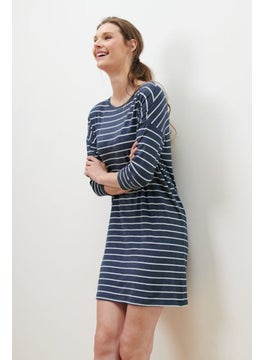 اشتري Women Stripe Casual Mini Dress, Navy/White في الامارات