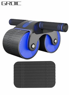 Buy Abdominal wheel AB Roller Exercise Equipment for Core Workout, Automatic Rebound Abdominal Training Abdominal Muscle Fitness Equipment Abdominal with Knee Pad and Phone Stand in UAE