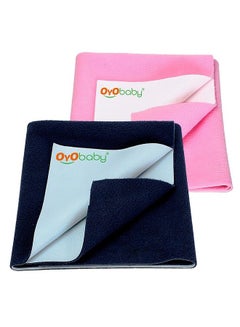 Buy Waterproof Baby Bed Protector Dry Sheets For New Born Babiesbaby Water Resistant Dry Sheet (Medium Combo Dark Blue + Pink)(100Cm X 70Cm) in UAE