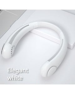 Buy Portable Leafless Neck Fan Rechargeable White in Saudi Arabia