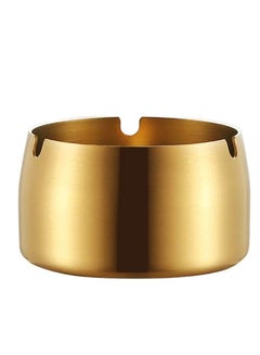 Buy Stainless Steel Round High Temperature Drop Resistant Ashtray Gold in UAE