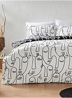 اشتري Matalan Cotton Rich Abstract Face Duvet Cover, Double Size, Black في مصر