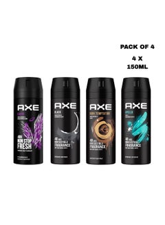 اشتري Axe Excite Black Dark Temptation Apollo Body Spray 150ml Pack of 4 في الامارات