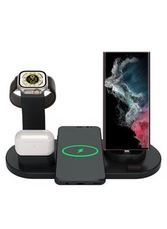 اشتري Wireless Charger for Samsung S22 Series Multiport Charging Station for Android iPhone Apple Watch with Type-C Micro USB Lightning Dock في الامارات