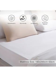 Buy Conscious Eucacel Fitted Sheet 160X200+33Cm - Bright White in UAE