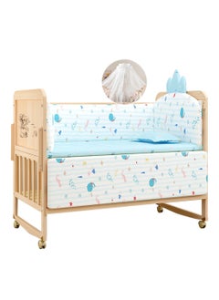 Buy 4 In 1 Baby Wooden Bed Movable And Rocking Beside Crib Double Decker Wood Bed With Wheels Detachable Baby Cradle Bed With Flip Table in UAE