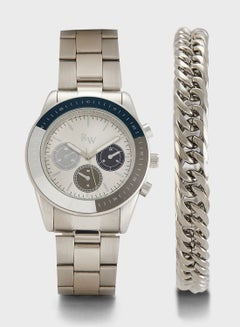 Buy Analogue Watch And Stainless Steel  Bracelet Gift Set in UAE
