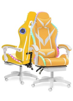 اشتري Gaming Chair with Bluetooth Speakers and RGB LED Lights, Ergonomic Massage Video Game Chair, Computer Chair with Footrest, High Back Desk Chair with Lumbar Support في السعودية