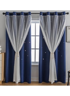 Buy Blackout Curtains, Decorative Thread Foil Blackout Curtains, Thermal Insulated Room Darkening Curtains for Bedroom Living Room in UAE