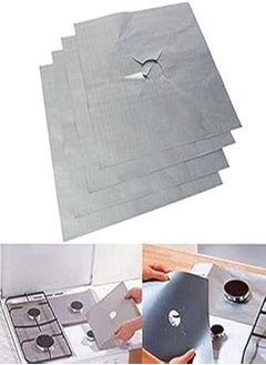 اشتري Protective Squared Aluminum Foil for Gas Stove, 12 Pieces - Silver - 2725499189392 في مصر